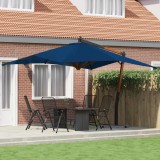 Umbrelă de grădină consolă st&acirc;lp lemn albastru azur 400 x 300cm
