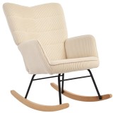 HOMCOM Scaun de leagăn vintage, grinzi curbate, umplutură groasă, lemn de fag și oțel, Bej | Aosom Romania