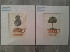 Portobello Road Prints Gloria Eriksen Topiary in a tea cup tablou printat vechi vintage original