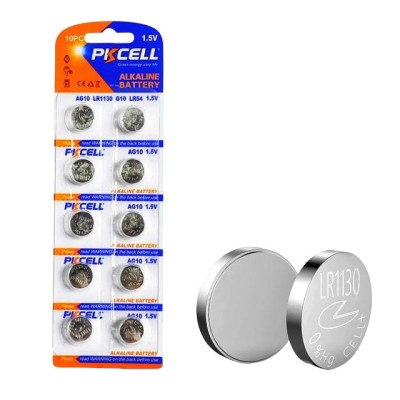 Set 10 baterii alkaline AG10, LR54, LR1130, Pkcell foto