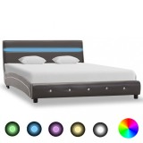 Cumpara ieftin Cadru de pat cu LED, gri, 140 x 200 cm, piele artificială