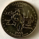 AMERICA QUARTER 1/4 DOLLAR 2003 LITERA P.(Tanarul Abraham Lincoln-Illinois),BU, America de Nord, Cupru-Nichel