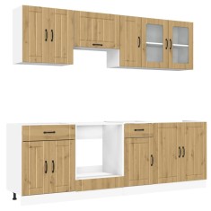 Set dulap de bucatarie 8 piese &amp;bdquo;Kalmar&amp;rdquo; stejar artizanal lemn foto