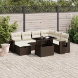 Gossi set canapele de gradina cu perne, 8 piese, maro, poliratan
