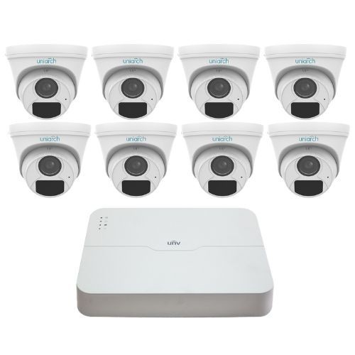 Sistem supraveghere IP Uniarch, 8 camere 4MP 2K, Microfon, IR 30m, NVR 8 canale, Vizualizare de pe mobil SafetyGuard Surveillance