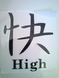 Abtibild scris chinezesc diverse scrisuri DZ 21 &quot;High&quot; negru reflectorizant