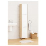 Dulap baie tip coloana GN0201, Pal lucios, 6 rafturi, 3 usi, picioare reglabile, 30x30x180 cm, alb stejar sonoma