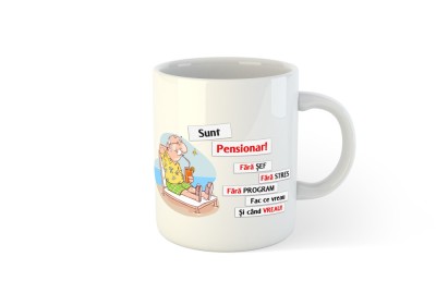 Cana alba personalizata Sunt Pensionar, INOVATIX&amp;reg;. 330ml foto