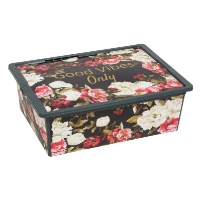 Cutie Depozitare Plastic, Model Floral, Multicolor, Capacitate 25L foto