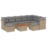 Cumpara ieftin Set canapele de gradina cu perne, 10 piese, bej, poliratan