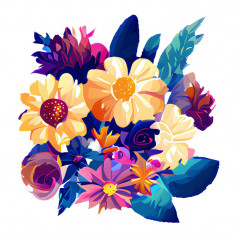 Sticker decorativ, Buchet de Flori, Multicolor, 64 cm, 10332ST