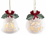 Cumpara ieftin Set 4 ornamente brad Craciun ceramica multicolora cu led 10x6.5x12 cm