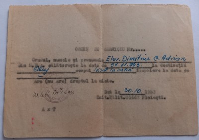 Ordin de Serviciu , Ploiesti , 1953 foto