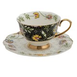 Set 2 cesti portelan Flowers 12x9x6 cm, 15x2 cm, 200 ml