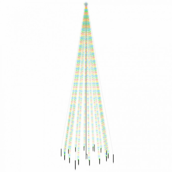 Brad de Crăciun cu țăruș, 1134 LED-uri, multicolor, 800 cm