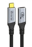 Cablu prelungitor USB 3.2 type C 240W 20Gbps 4K60Hz T-M 0.5m brodat, ku31mfb005