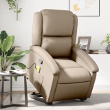 vidaXL Fotoliu de masaj rabatabil vertical cappuccino piele ecologică