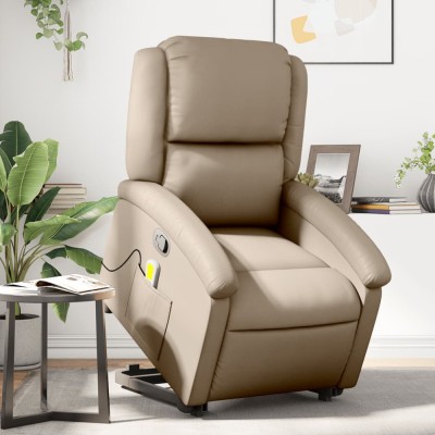 vidaXL Fotoliu de masaj rabatabil vertical cappuccino piele ecologică 3204239 foto