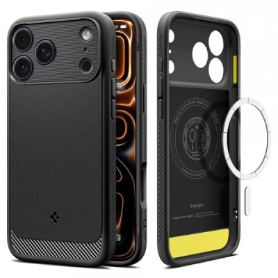 Husa MagSafe pentru Apple iPhone 17 Pro, Spigen, Rugged Armor, Neagra Mata foto