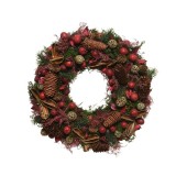 Cumpara ieftin Decoratiune - Wreath Grass Pinecones and Nuts - Green-Red | Kaemingk