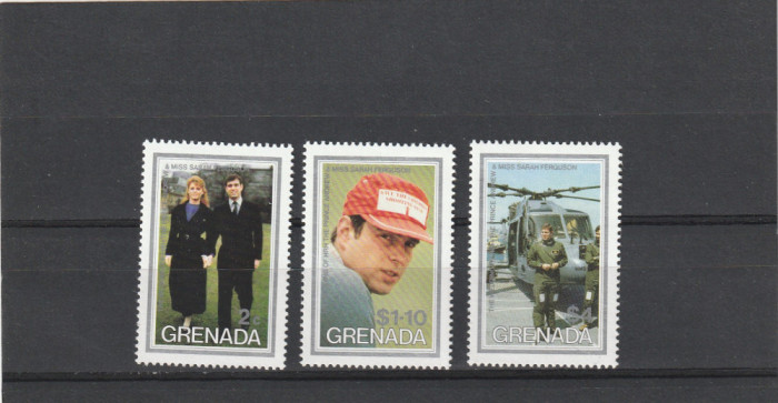 Grenada 1986-Casatoria regala Andrew-Sarah Ferguson,Elicopter,,Mi.1481-1483