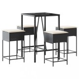 Cumpara ieftin Set mobilier bar de gradina cu perne, 5 piese, negru, poliratan