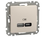 Priza USB PD tip A+C 21W Schneider Sedna bej SDD112405
