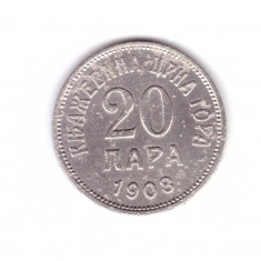 Moneda Muntenegru 20 para 1908, stare relativ buna, curata