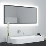 VidaXL Oglindă de baie cu LED, gri extralucios, 100x8,5x37 cm, acril