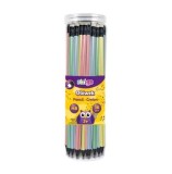 Cumpara ieftin Set creioane HB Strigo, cu guma de sters, lemn negru, corp pastel metalic, 36 buc