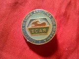 Insigna SCAR - Societatea Chimie Analitica din Romania , metal si email , d=2,5cm
