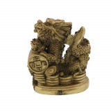 Statueta feng shui dragon cu monede din rasina 6cm, Stonemania Bijou