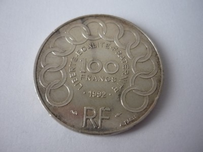 100 FRANCI 1992 ARGINT ***** foto