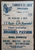 PM363N Afiș Filarmonica de Stat Banatul, Timișoara, 1985, Festival J S Bach și G Fr Haendel, 300 ani de la nașterea compozitorilor