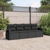 vidaXL Set mobilier de grădină cu perne, 4 piese, negru, poliratan 3252212