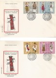 |Romania, LP 1138a/1985, Costume populare romanesti, seria de 4 perechi, FDC