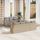 VidaXL Set canapele grădină perne Bej Ratan Poli 8 Piese, vidaXL Canapea grădină 2 persoane depozitare &amp; perne Bej Ratan Poli
