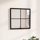 Oglinda perete vidaXL, neagra, 40x40 cm, metal, design modern, decorativa, montare usoara
