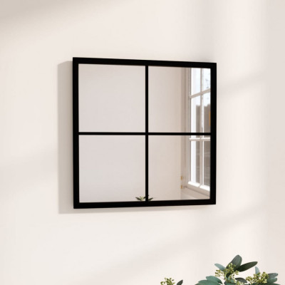vidaXL Oglindă de perete, negru, 40x40 cm, metal foto