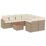 Cumpara ieftin Set canapele de gradina, 9 piese, cu perne, bej, poliratan
