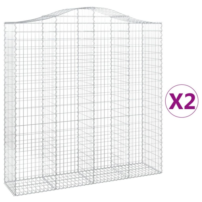 Cosuri gabion arcuite, 2 buc 200x50x200/220 cm, fier galvanizat