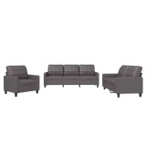 Cumpara ieftin Set de canapele cu perne, 3 piese, gri, piele ecologica