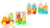 Jucarie educativa Trenulet din Lemn cu 26 Cuburi Litere Alfabet Homelux - Varsta 3+ ani, CE EN71
