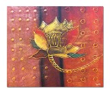 Cumpara ieftin Tablou trandafir in abstract pictat manual, 60x50cm ulei pe panza efect 3D, gata de agatat pe perete