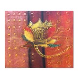 Tablou trandafir in abstract pictat manual, 60x50cm ulei pe panza efect 3D, gata de agatat pe perete