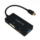 Adaptor LOGILINK CV0110, Mini-DisplayPort - HDMI/DVI-I DL/VGA, 10cm, 4K UHD/30Hz (Negru)