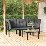 Set mobilier de gradina, 4 piese, negru si gri, poliratan GartenMobel Dekor, vidaXL