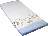 Cearceaf din bumbac cu elastic 120x60 cm Teddy on the Moon Blue