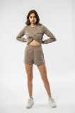 Pantaloni Scurti Sport Copii Bumbac Bej Upway Talie Inalta Buzunare Fabricat in Romania