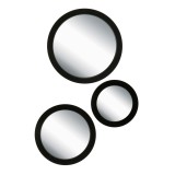 Cumpara ieftin Set 3 oglinzi perete rama plastic negru 17,5 cm, 22,5 cm, 28 cm